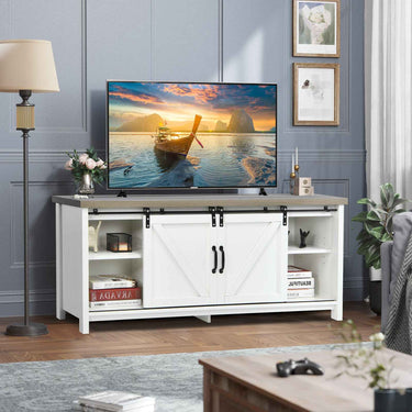 Wooden TV Stand for 65” Television with 2 Cabinets